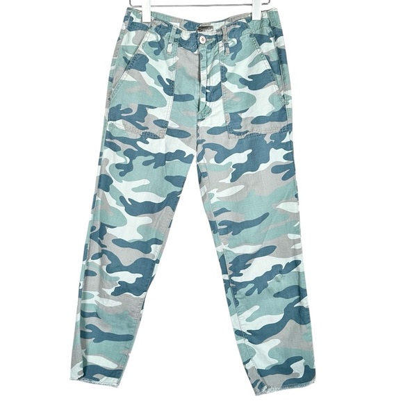 MOTHER The Shaker Chop Crop High Waist Straight Ankle Crop Jeans in camo - Picture 7 of 16